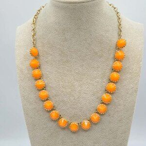 J Crew Orange Venus Flytrap Necklace Gold Tone